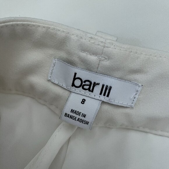 Bar III Women 8 Ivory High-Rise Button Fly Pleated Ankle Trouser Pants - Picture 8 of 10